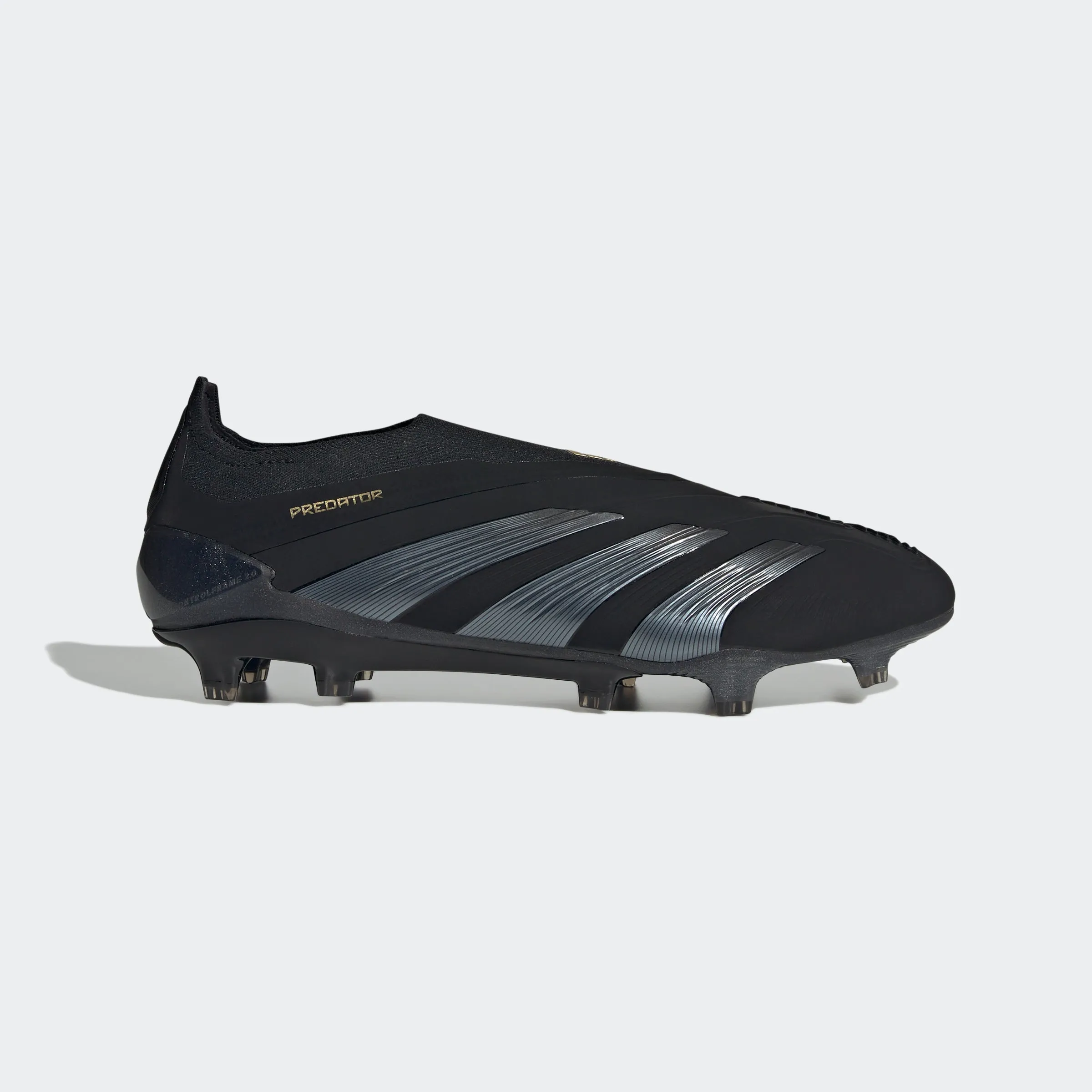 adidas Predator Elite Laceless Firm Ground Soccer Cleats | Core Black-Carbon-Gold Metallic | Men's