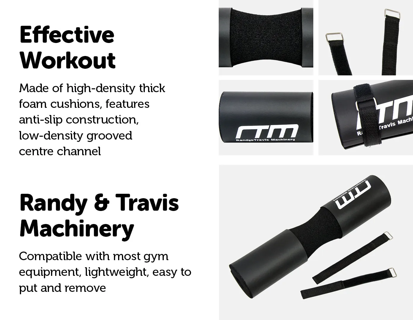 Anti-Slip Foam Barbell Squat Pad for Weightlifting, Randy & Travis