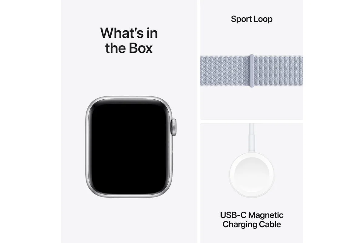 Apple Watch SE GPS   Cellular | 44mm | Silver Aluminium Case with Blue Cloud Sport Loop