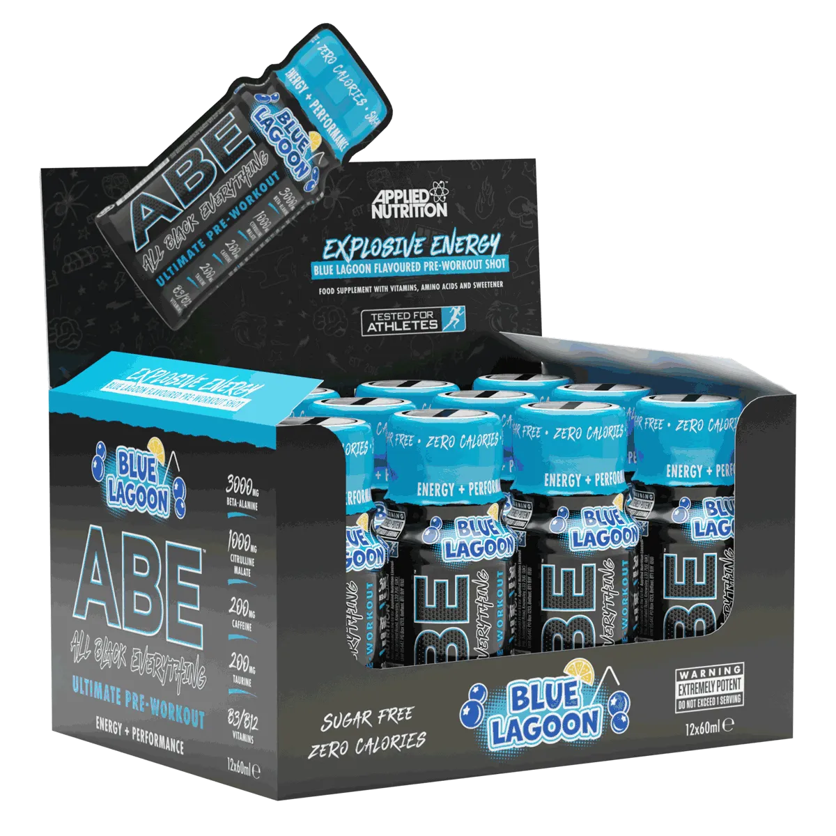 Applied Nutrition ABE (All Black Everything) Shots 12x60ml Blue Lagoon
