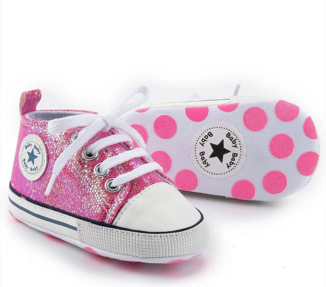 Baby Girls Iridescent Sequins Shoes - Pink