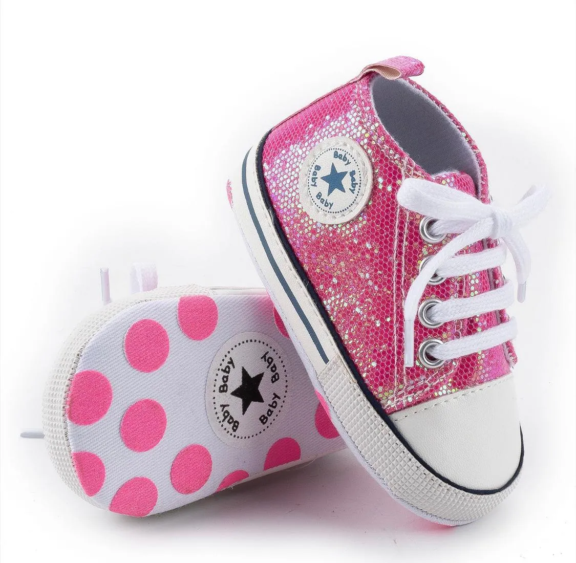 Baby Girls Iridescent Sequins Shoes - Pink