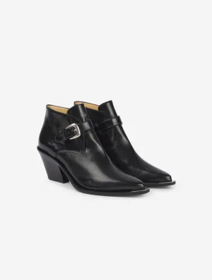 BARBARA BUI Black Leather Buckle Shoes