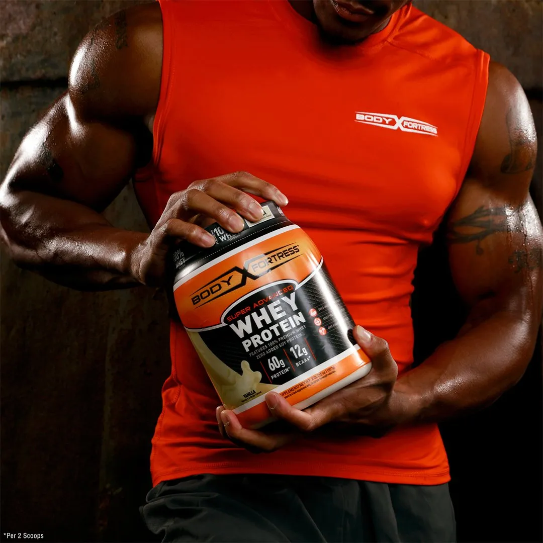 Body Fortress Super Advanced Whey Protein Powder, Gluten Free, Chocolate, 5 lbs