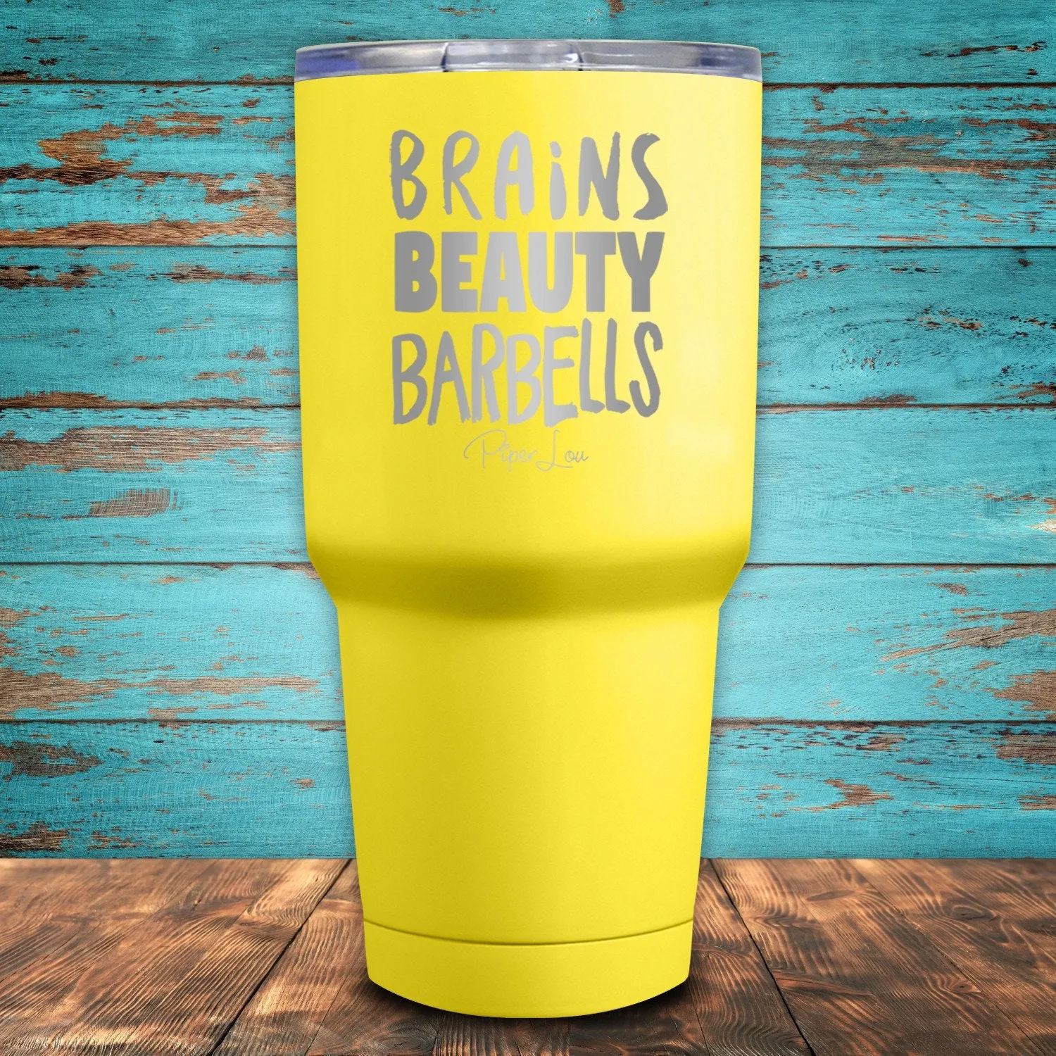 Brains, Beauty, Barbells Coated Drinkware
