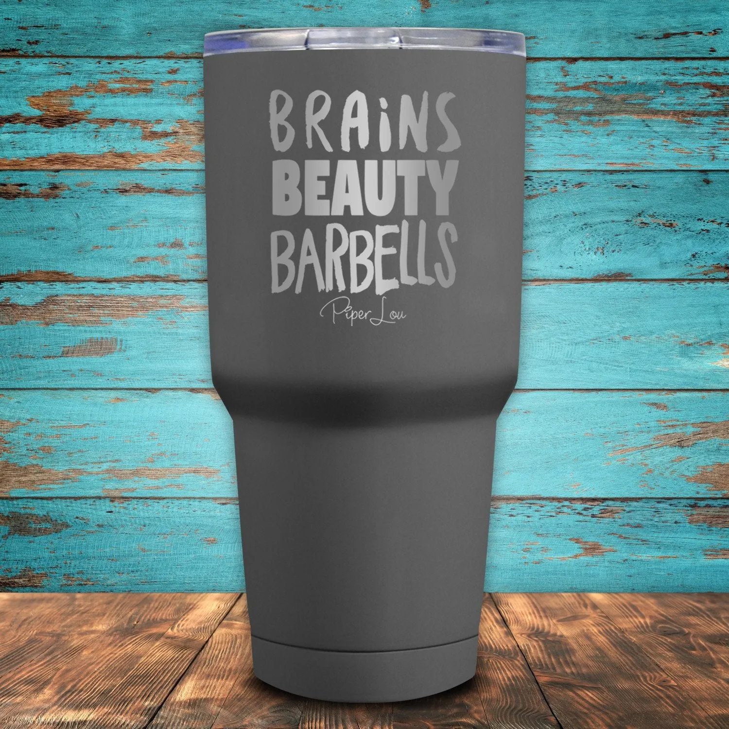 Brains, Beauty, Barbells Coated Drinkware