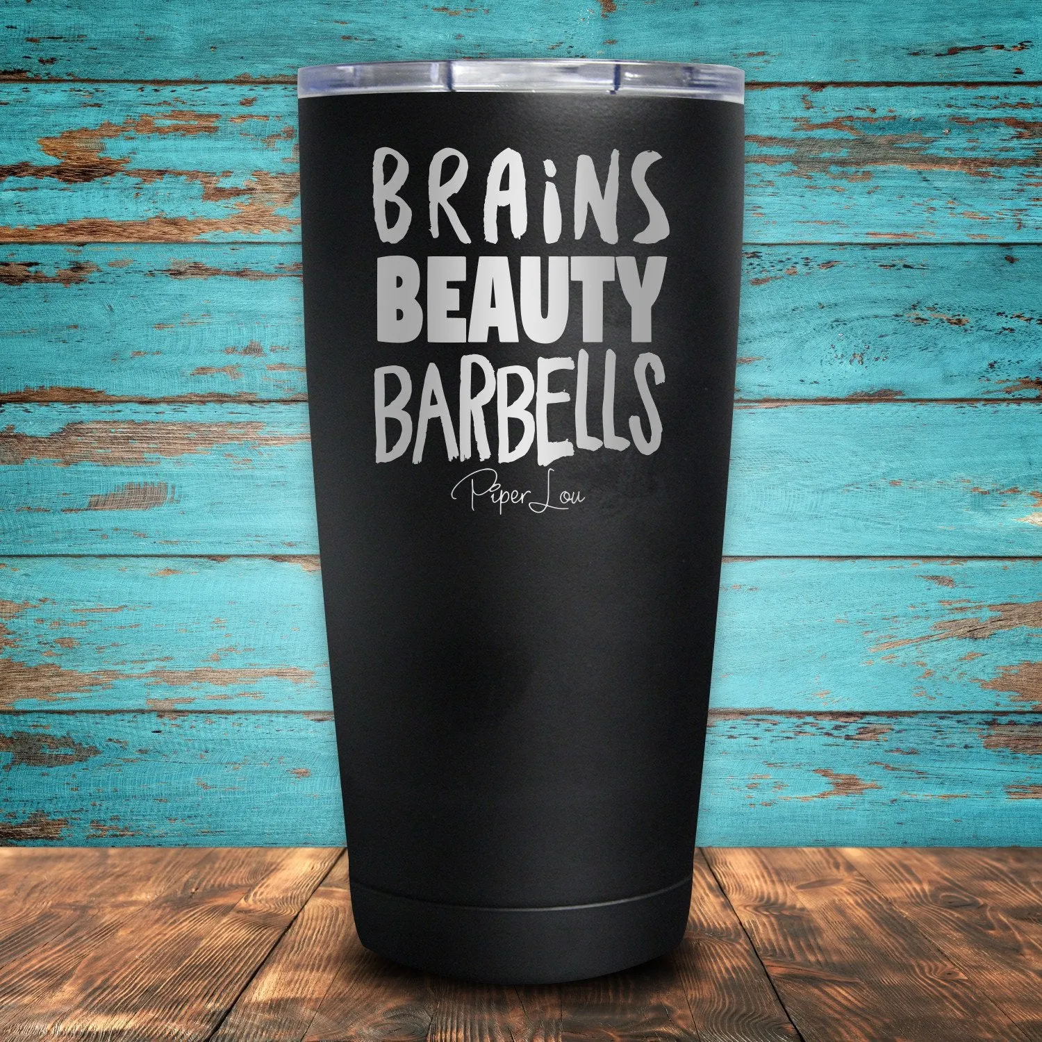 Brains, Beauty, Barbells Coated Drinkware