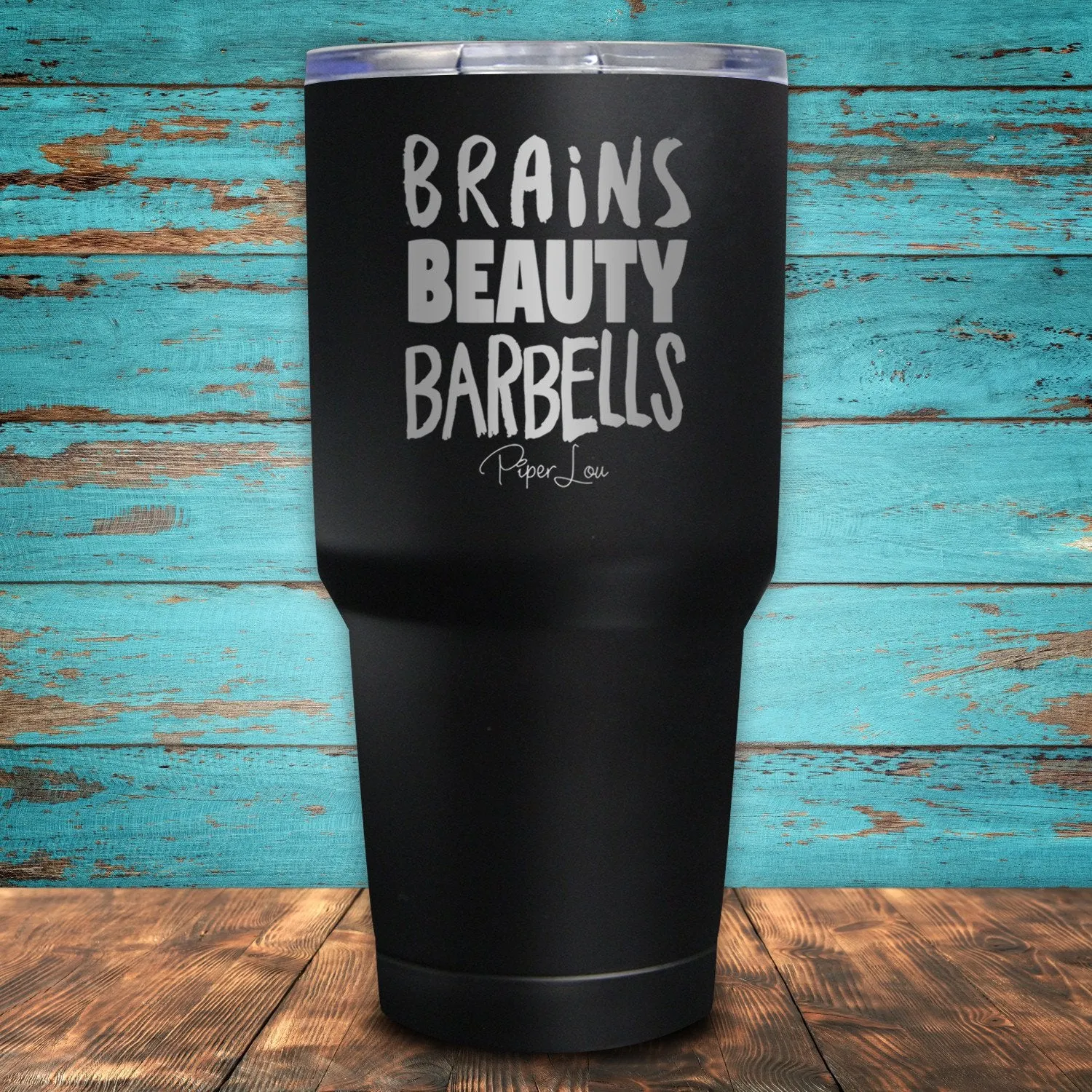 Brains, Beauty, Barbells Coated Drinkware