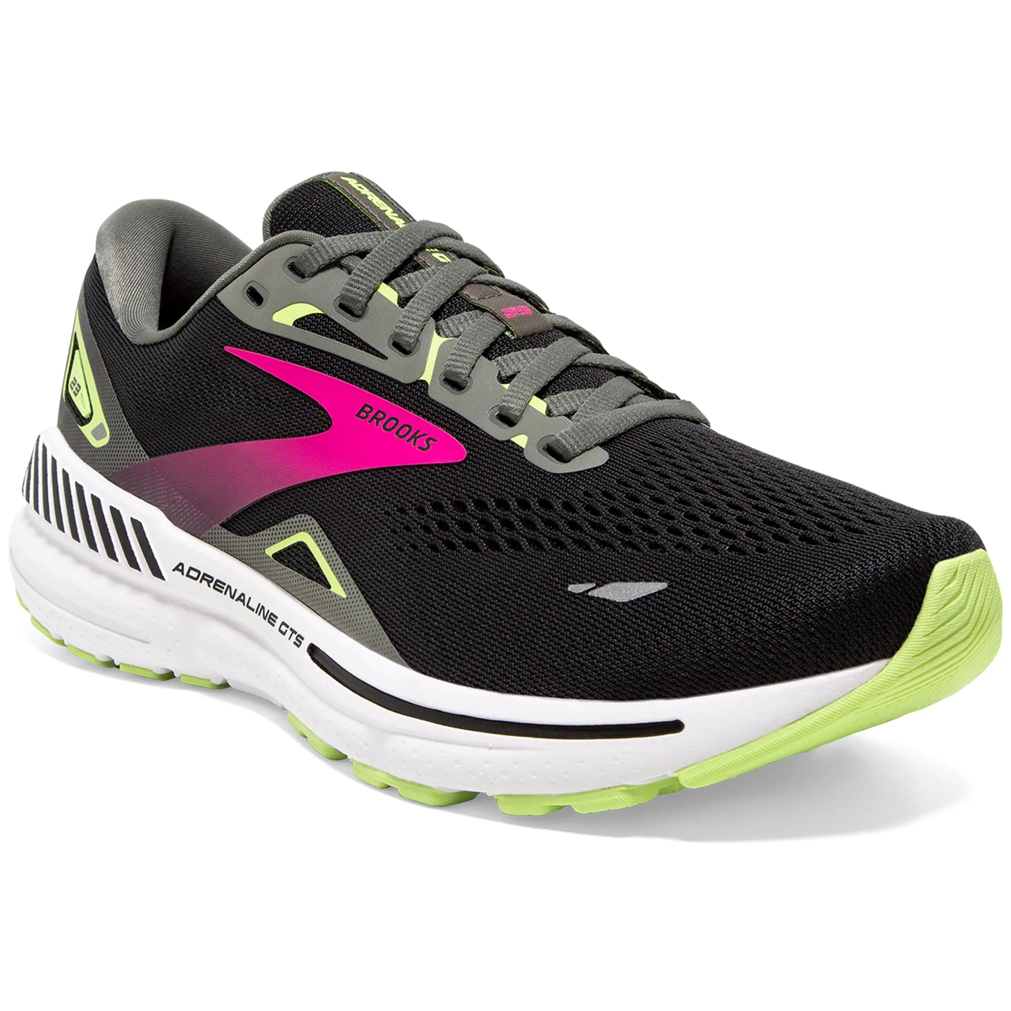 Brooks Adrenaline GTS 23 Women's A Narrow Fit Black-Gunmetal-Sharp Green