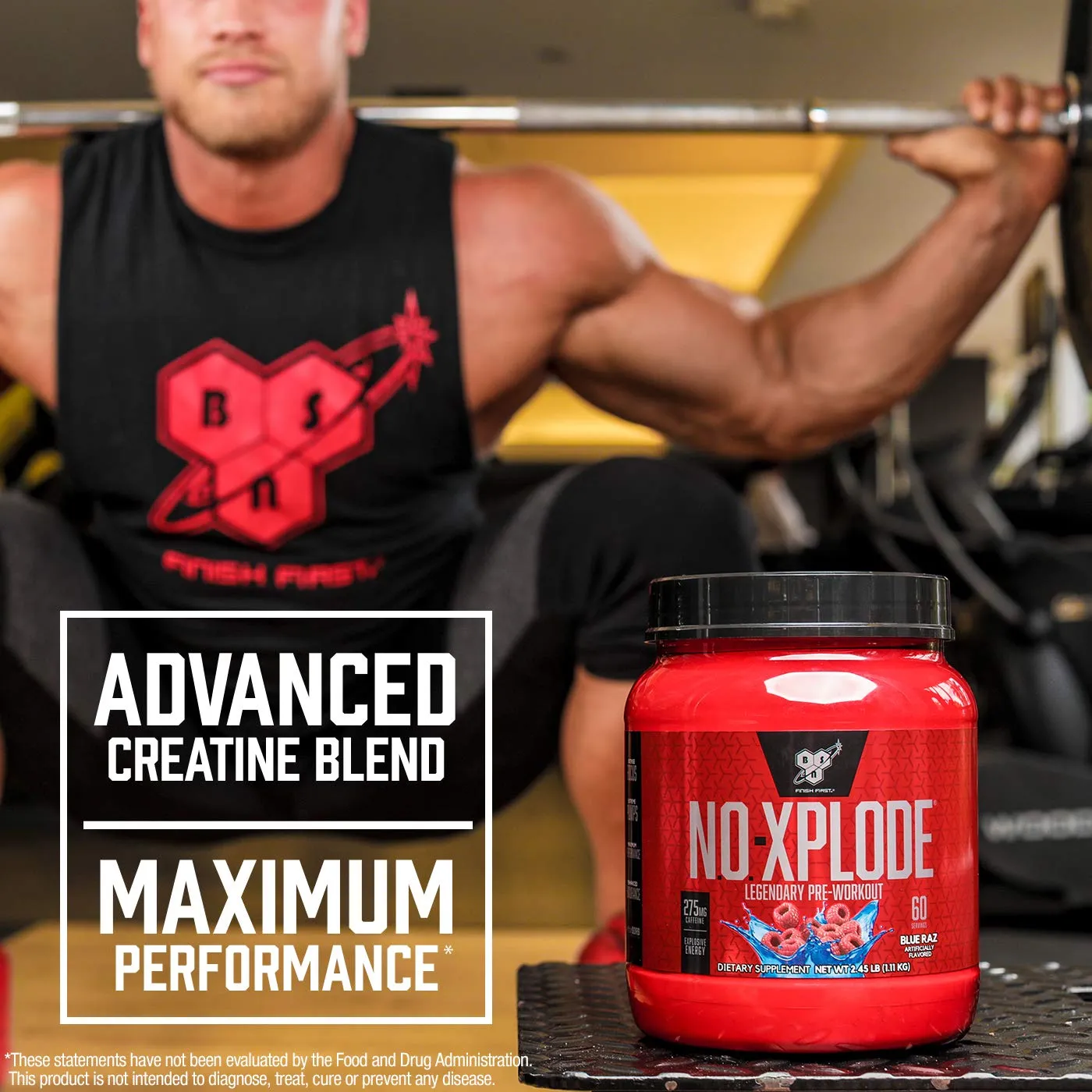 BSN N.O.-XPLODE Pre Workout Supplement with Creatine, Beta-Alanine, and Energy, Flavor: Fruit Punch, 60 Servings (Package may vary)