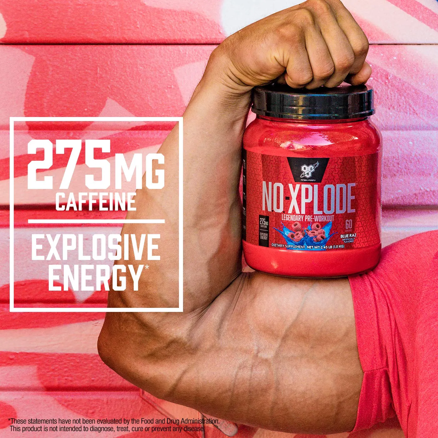 BSN N.O.-XPLODE Pre Workout Supplement with Creatine, Beta-Alanine, and Energy, Flavor: Fruit Punch, 60 Servings (Package may vary)
