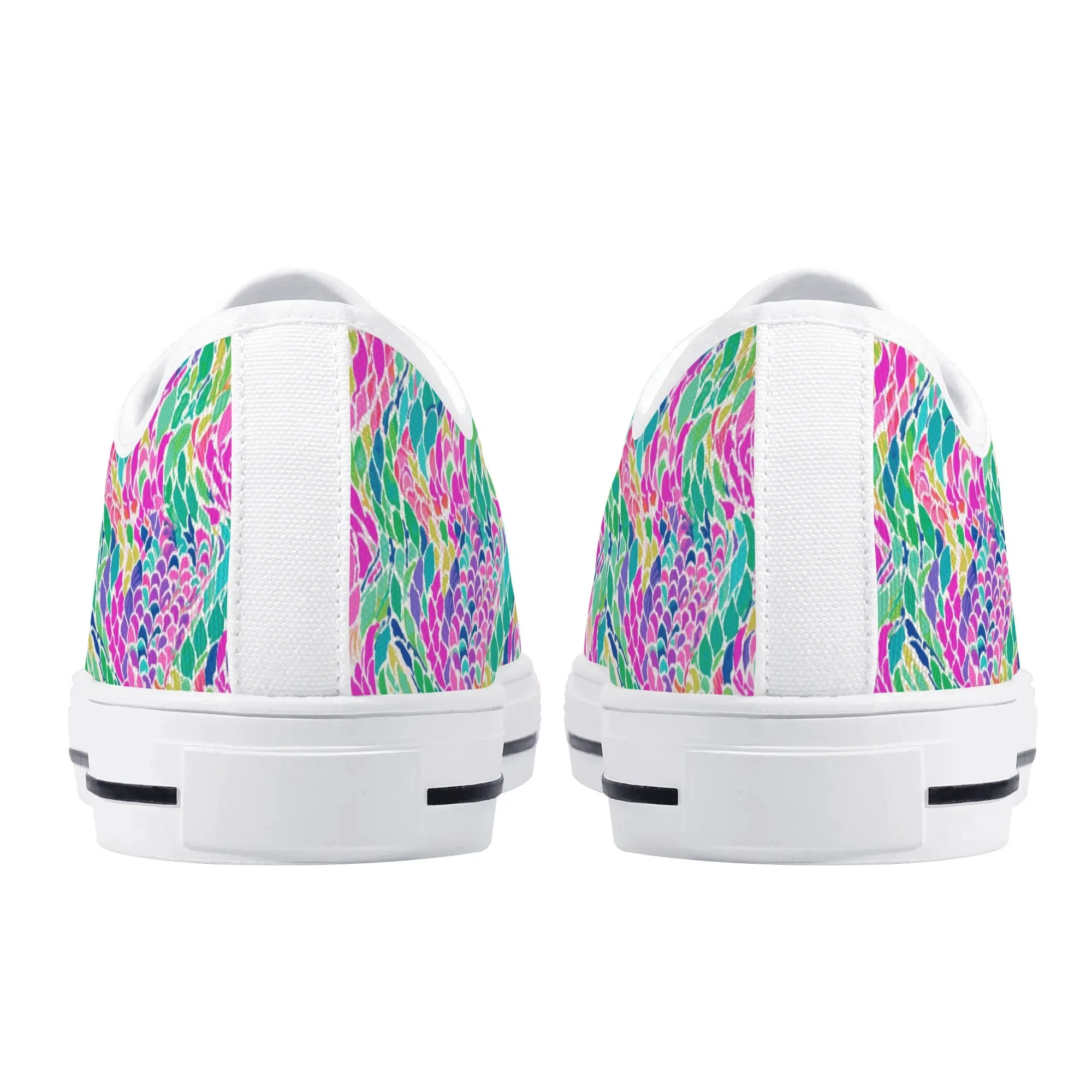 Enchanted Waves: Rainbow Mermaid Dancing in the Sea Womens Low Top Canvas Sneakers US5.5 - US12