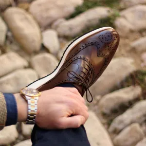 Full Brogue-Painted Calf, Dark Brown-Wholesale