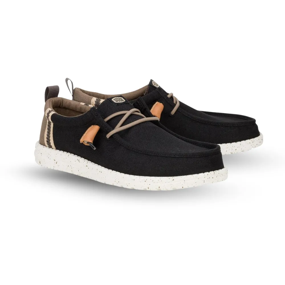 Hey Dude Men's Wally Summer Craft Linen Loafer Black/Walnut