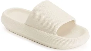 Joomra Shower Slippers for Women Mens Massage Foam Pillow House Shower Bath Bathroom Home Platform Sandals Slipers Cushion Cloud Slides for Ladies Female Male Sandles Beige 39-40