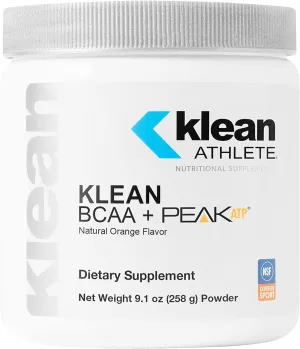 Klean BCAA   Peak ATP | Amino Acid Supplement for Muscle Building, Workout Recovery, and Lean Muscle | 9.1 Ounces | Natural Orange Flavor