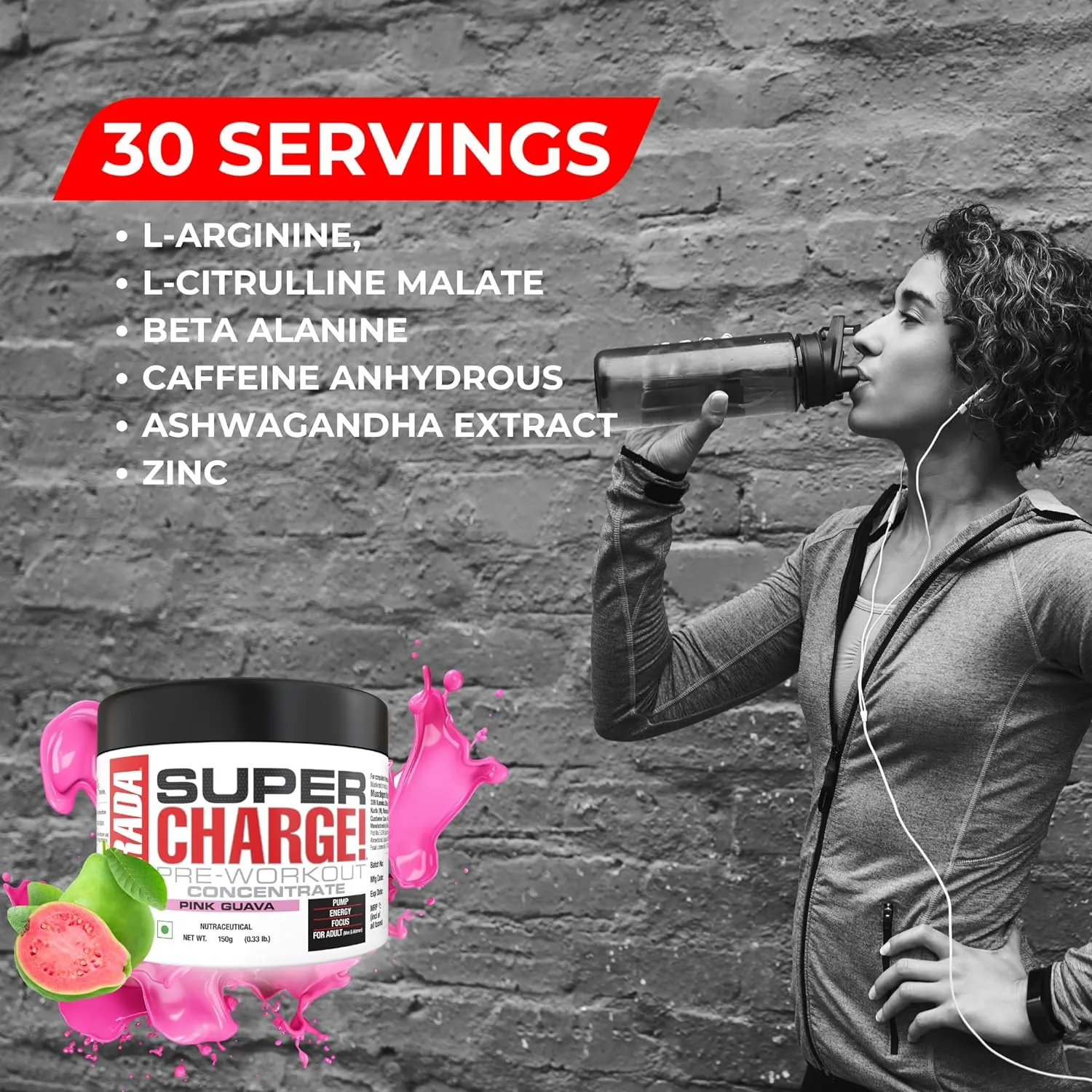 Labrada SUPER CHARGE Pre-Workout Concentrate - (Pik Guava)