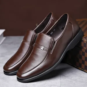 Men's Round Toe PU Leather Slip-On Dress Shoes With Rubber Sole