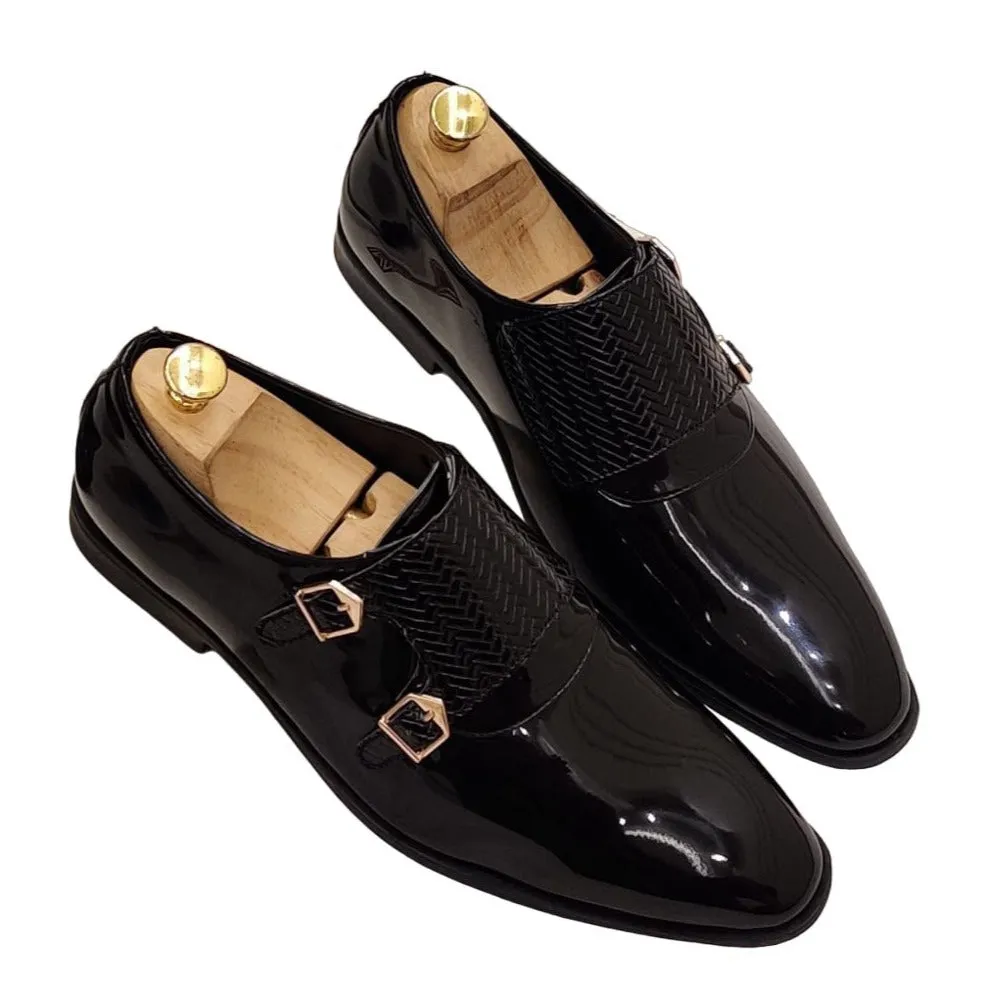 Monk Patent Faux Leather Shoes