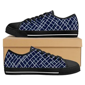 Navy with Abstract Line Design and Black Toe Canvas Sneakers