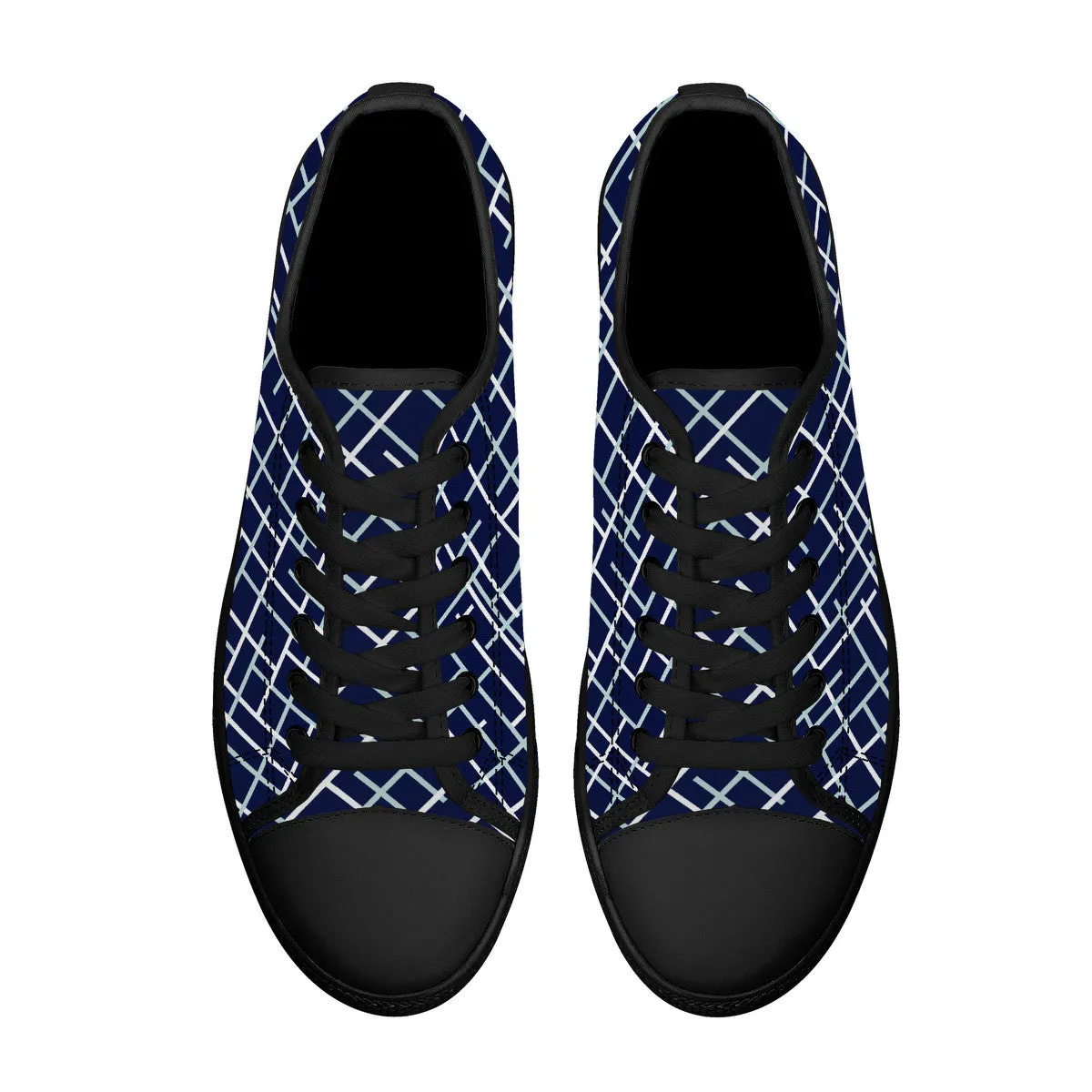 Navy with Abstract Line Design and Black Toe Canvas Sneakers
