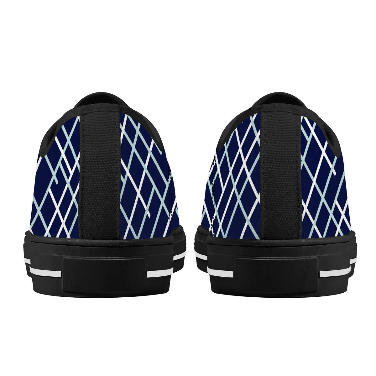 Navy with Abstract Line Design and Black Toe Canvas Sneakers