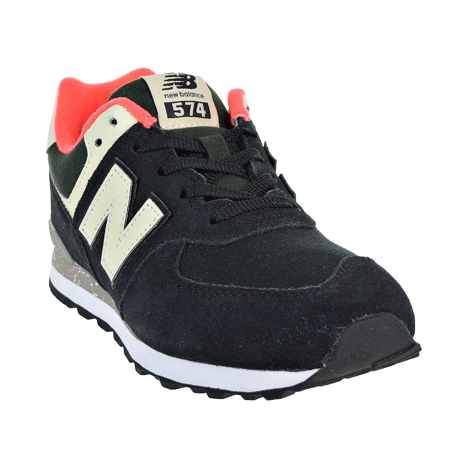 New Balance 574 Classic Big Kid's Shoes Black/Flame