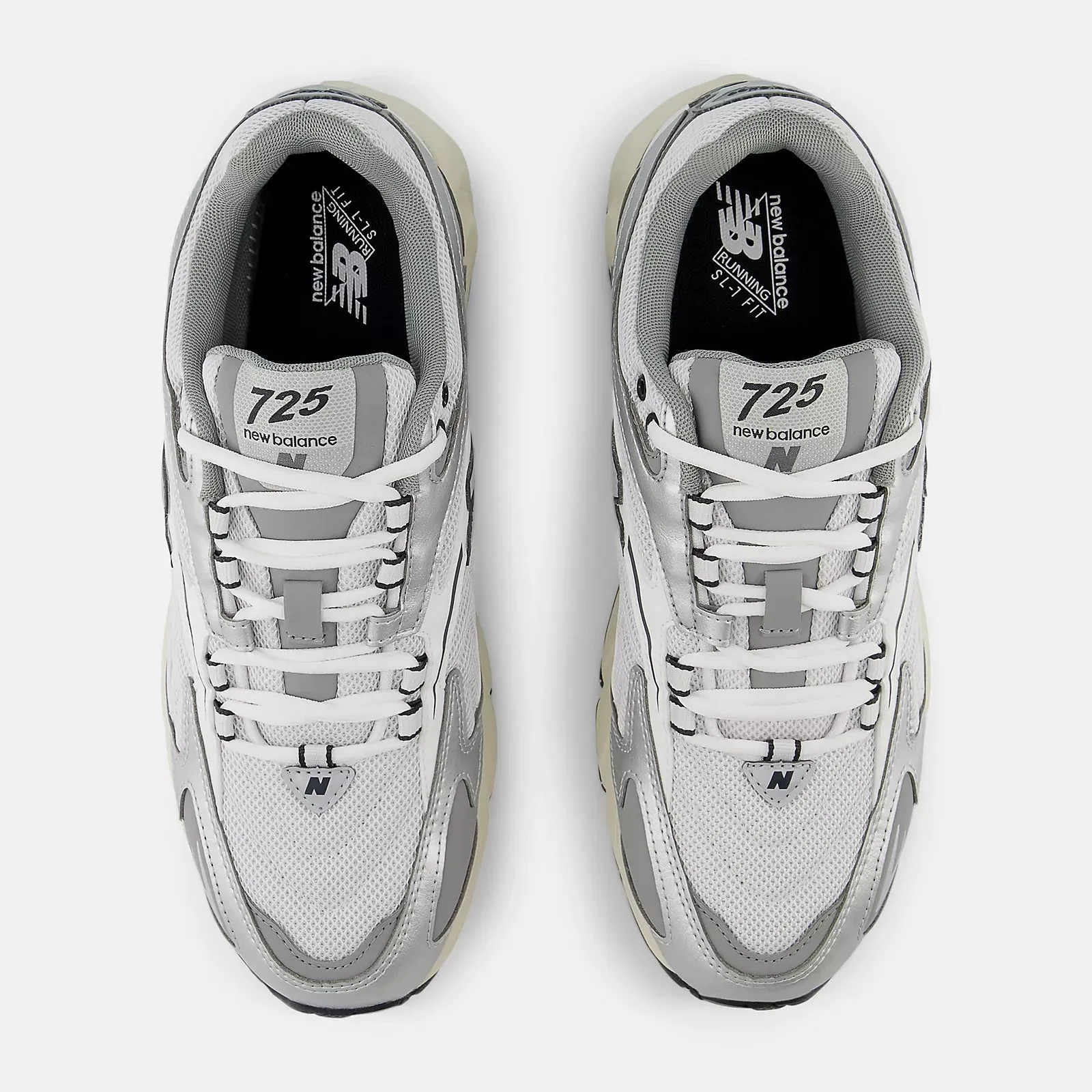 New Balance - 725V1 White with Metallic Silver and Slate Grey ML725CD