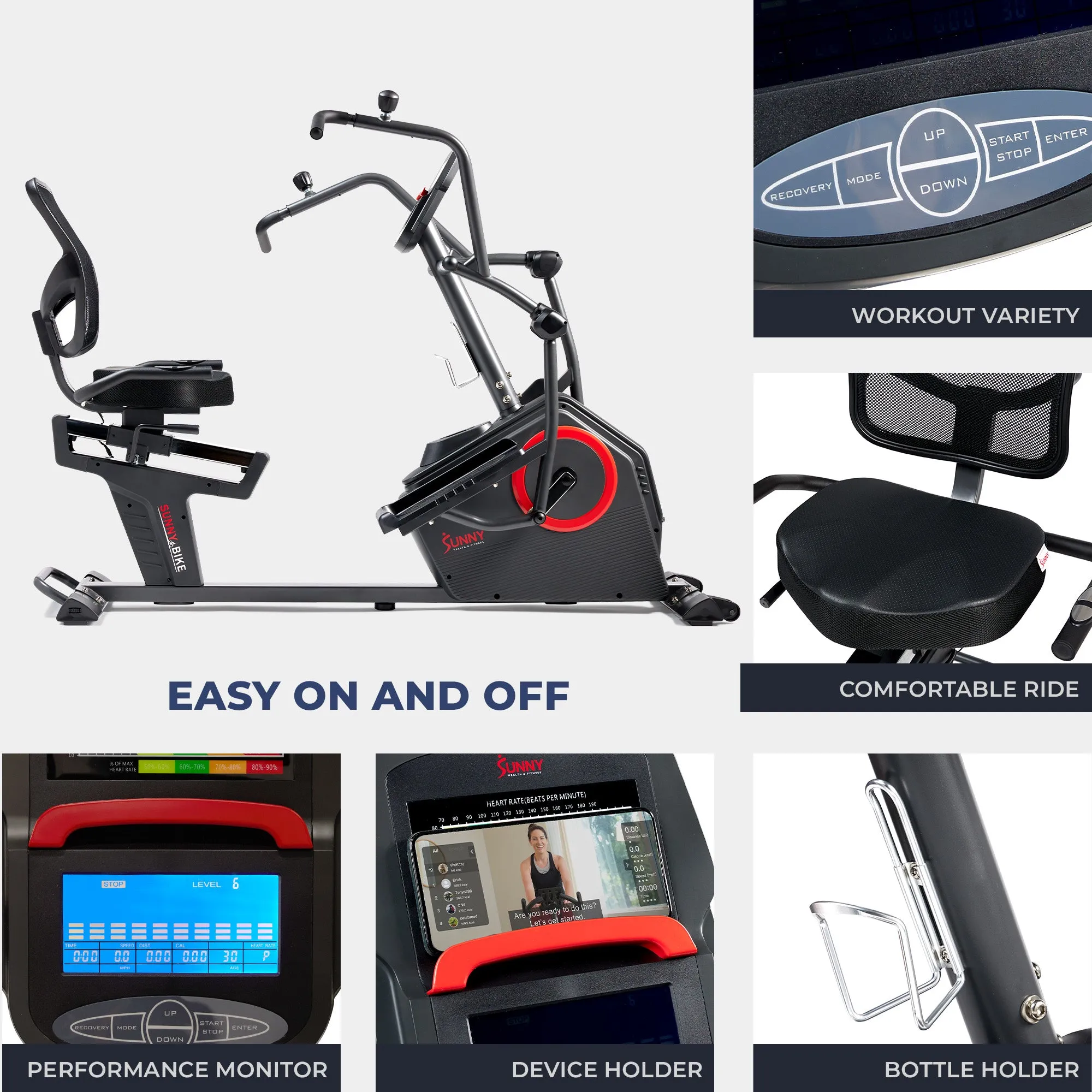 Premium Smart Programmable Electro-Magnetic Resistance Recumbent Elliptical Cross Trainer