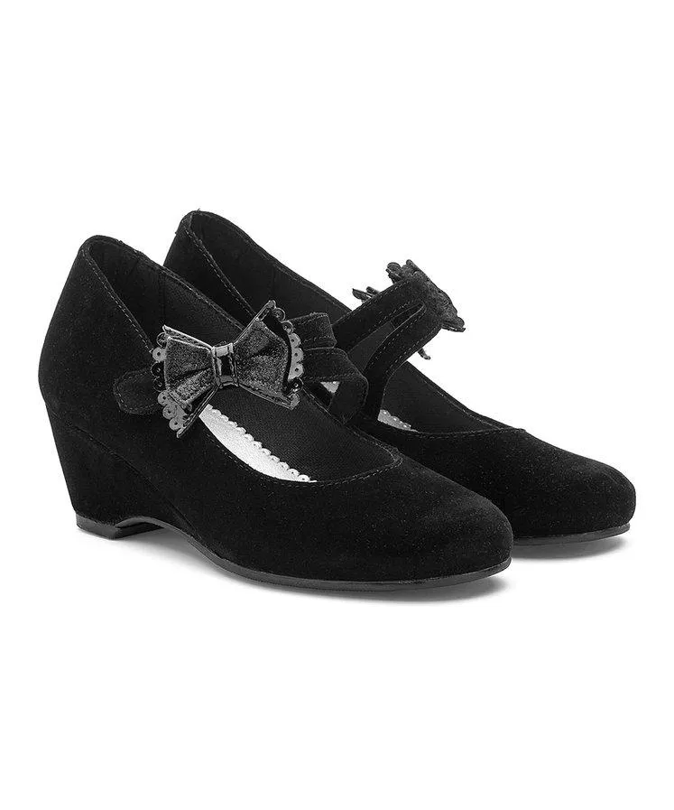 Rachel Shoes Black Velvet Ljudi Younger Girls Wedge