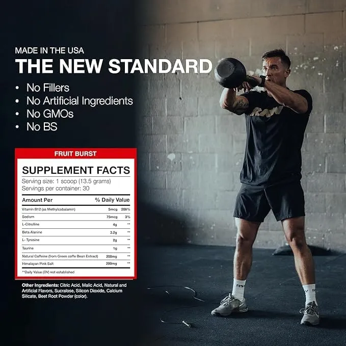Raw Nutrition CBUM Essential Pre-Workout, Fruit Burst - 408 grams