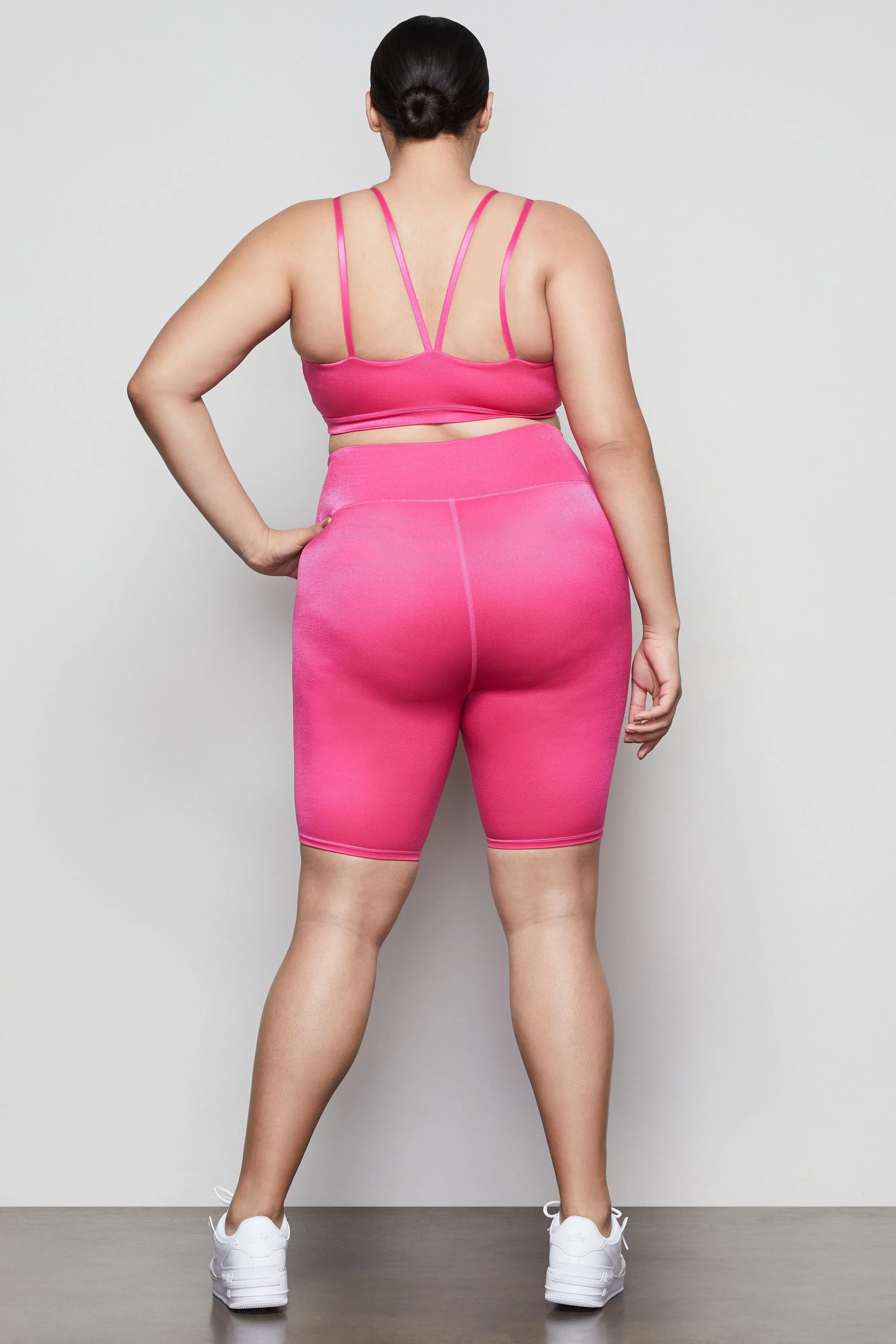 SHINY RIB DOUBLE STRAP BRA | ELECTRIC PINK001