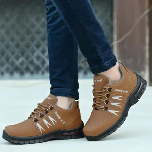 Synthetic Leather Lightweight Leather Shoes for Men Brown Color