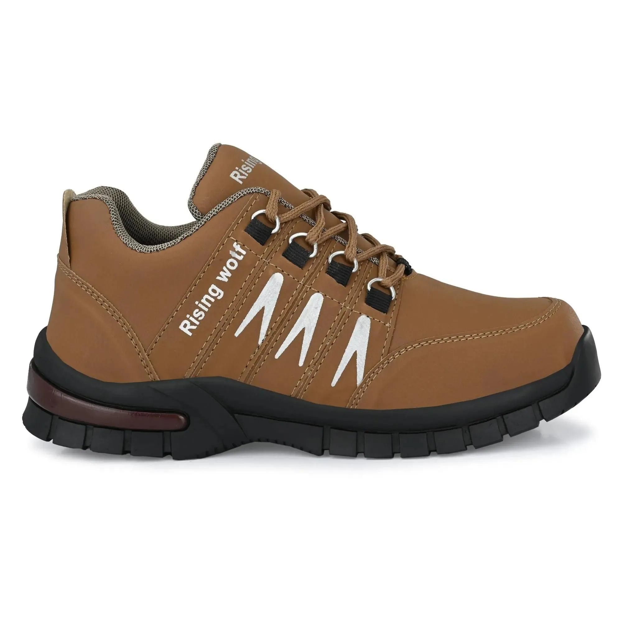 Synthetic Leather Lightweight Leather Shoes for Men Brown Color