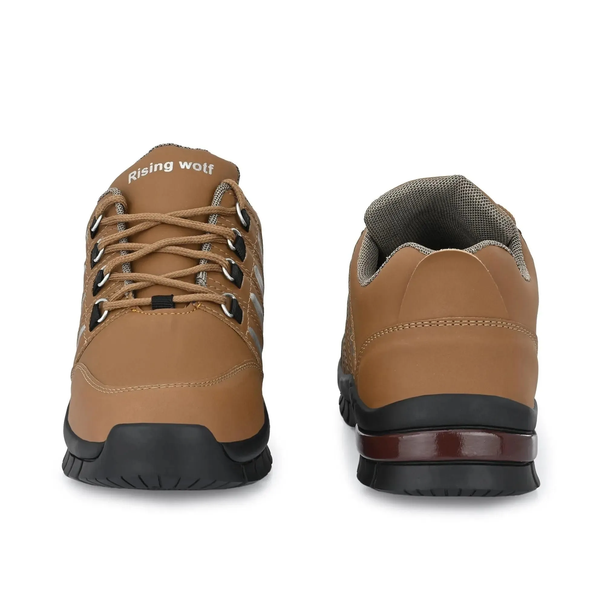 Synthetic Leather Lightweight Leather Shoes for Men Brown Color