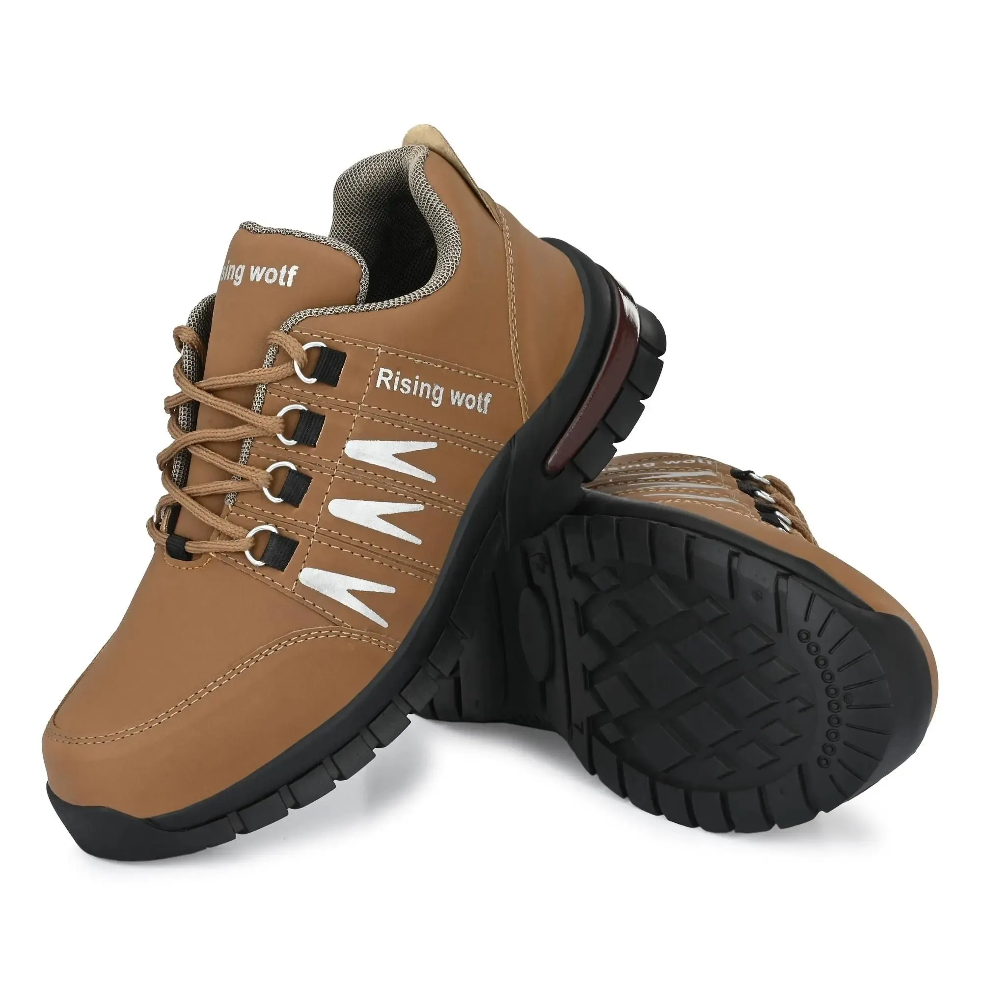 Synthetic Leather Lightweight Leather Shoes for Men Brown Color