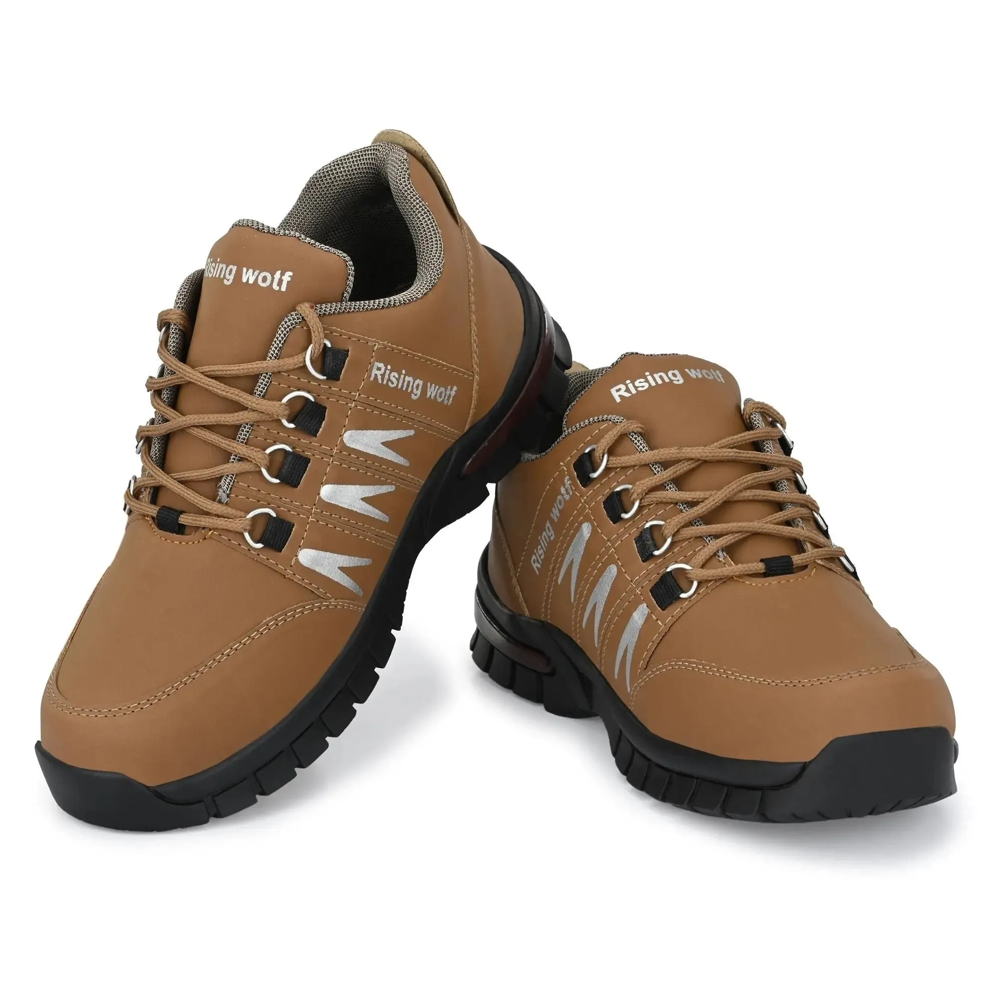 Synthetic Leather Lightweight Leather Shoes for Men Brown Color