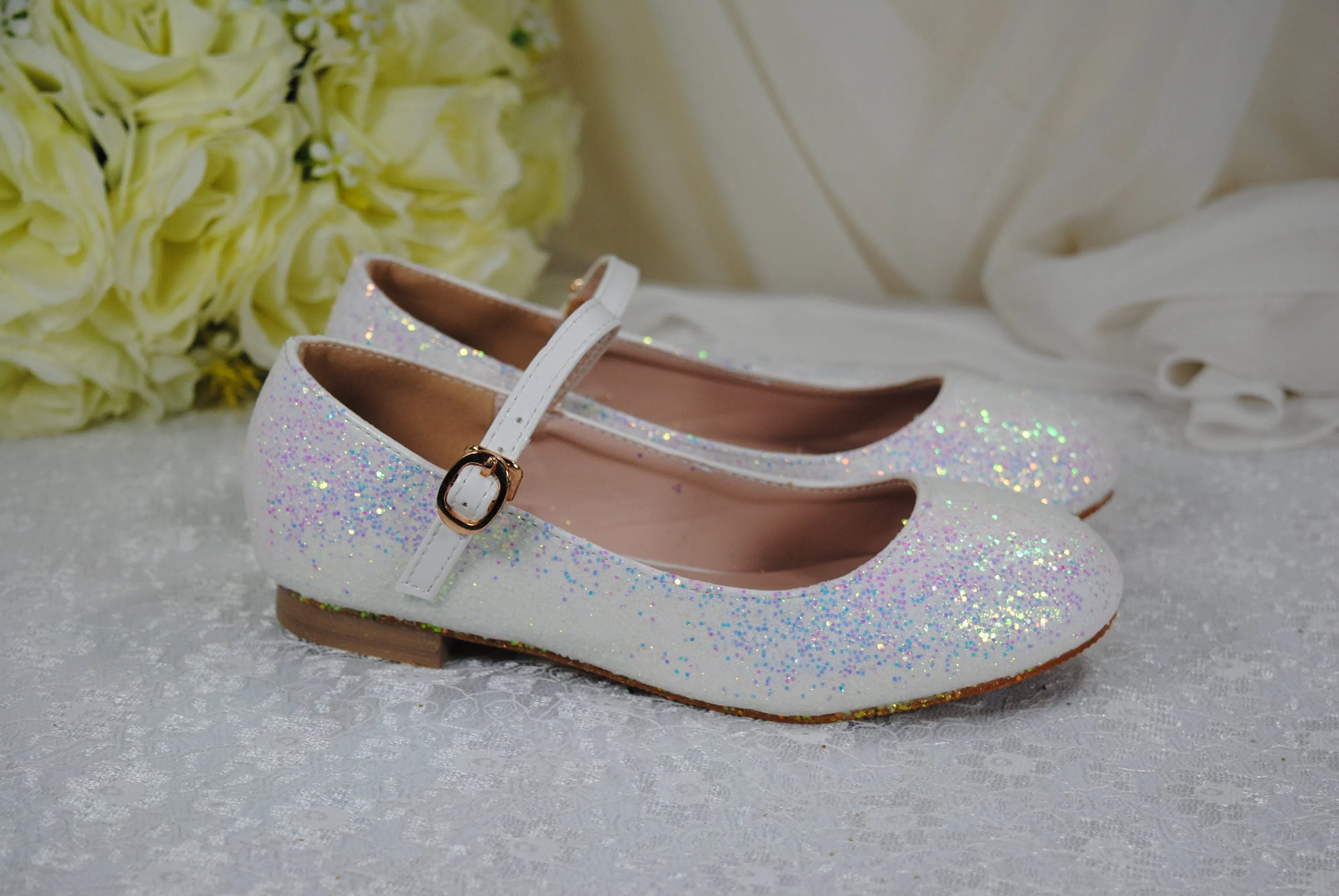 Unicorn Glitter Flower Girl Shoes