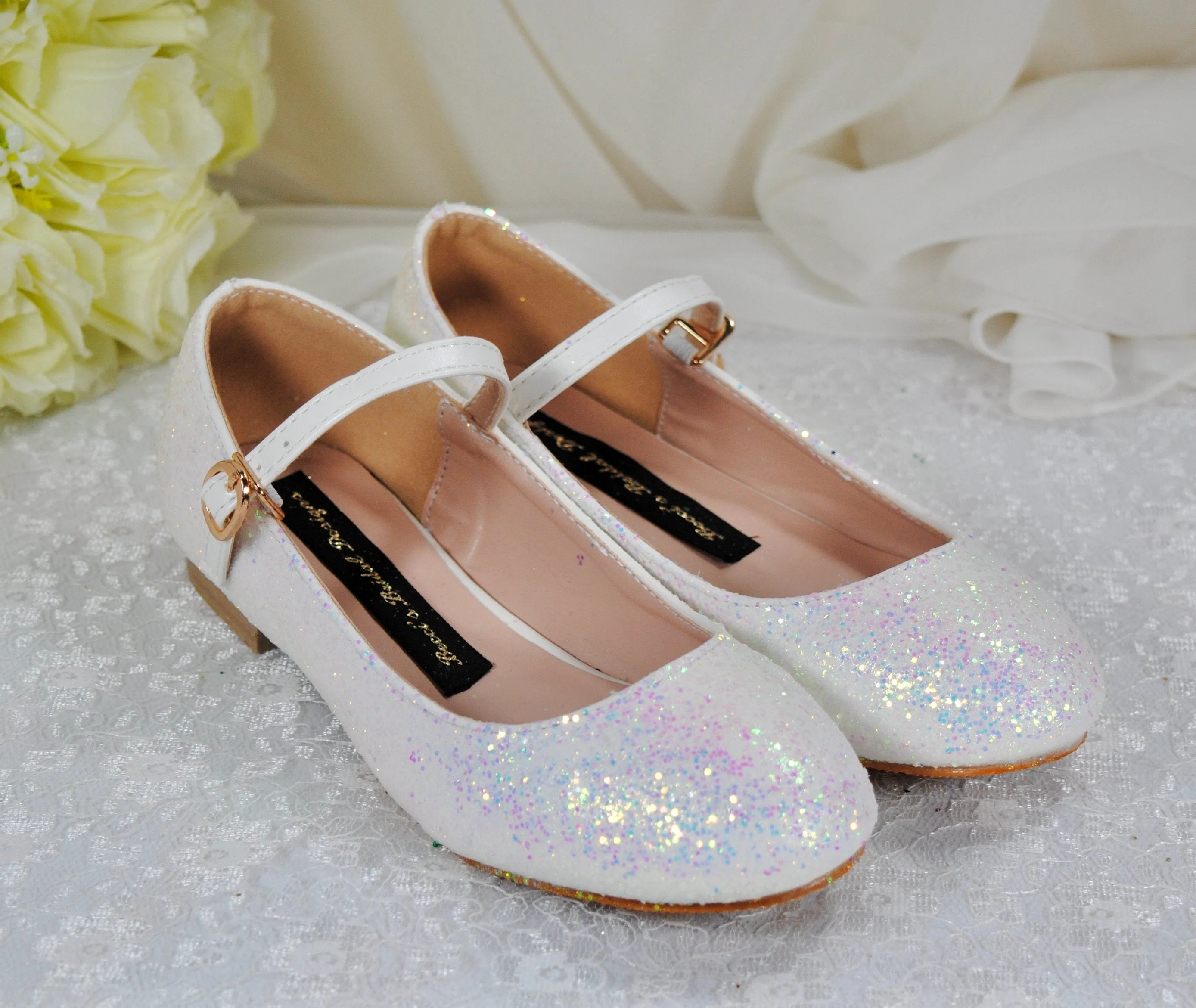 Unicorn Glitter Flower Girl Shoes