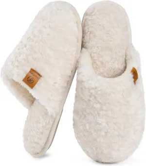 Women'S Fuzzy Slip-On Slippers Warm Cozy Soft Lightweight Memory Foam Indoor House Shoes
