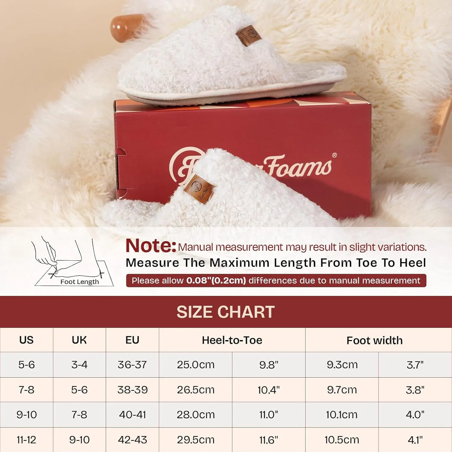 Women'S Fuzzy Slip-On Slippers Warm Cozy Soft Lightweight Memory Foam Indoor House Shoes